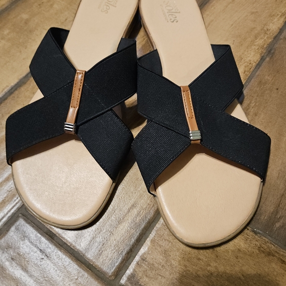 Good Soles by Catherines elastic crisscross Mule slip on sandal, size 12.5 women - Picture 3 of 7